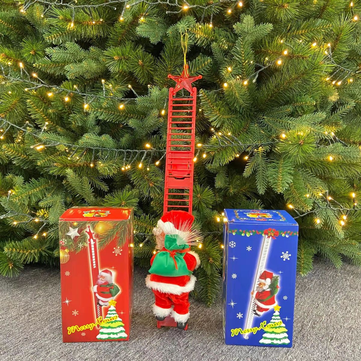 Christmas Santa Claus Climbing Ladder Electric | Xmas Holiday Decor