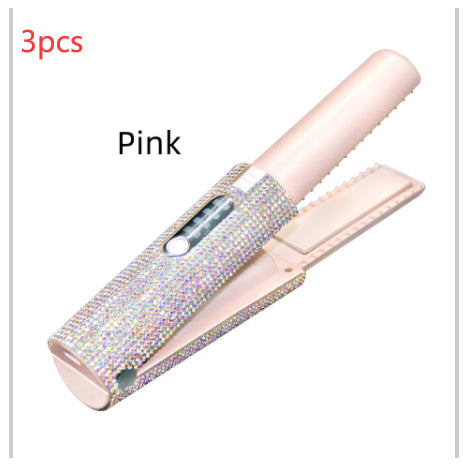 2-in-1 Electric USB Hair Straightening Brush Straightener