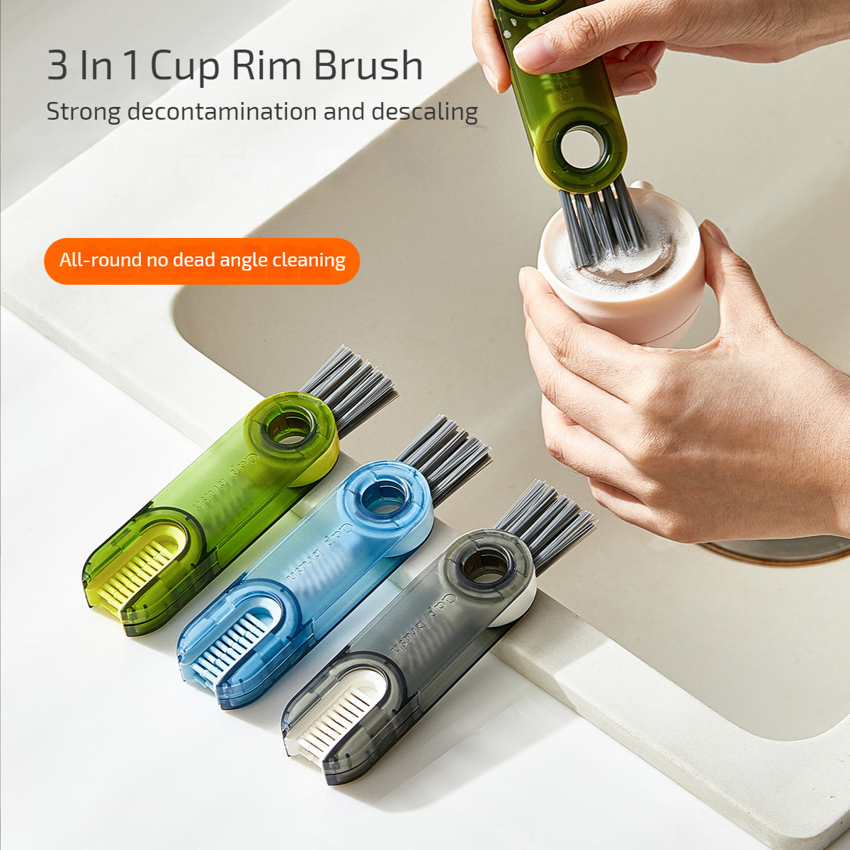 3 in 1 Tiny Bottle Cup Cover Brush Straw Cleaner Tools