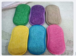 Double-sided Kitchen Cleaning Magic Sponge Microfiber Non-stick Parts
