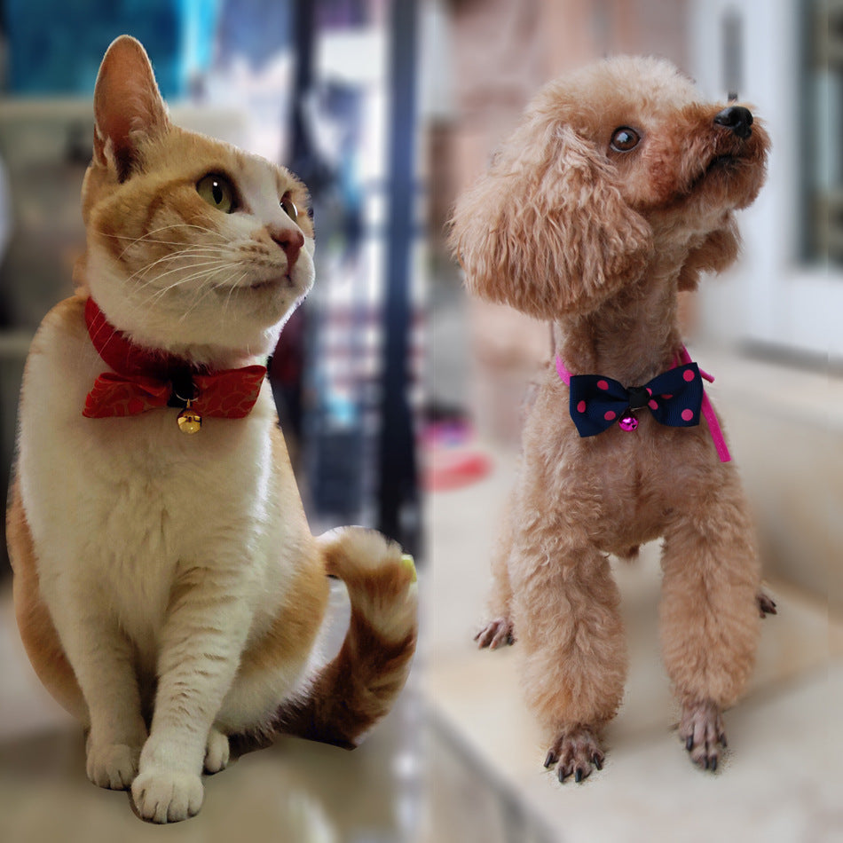 Pet Bow Tie Collar with Bell - Adjustable Cat & Dog Bow Tie