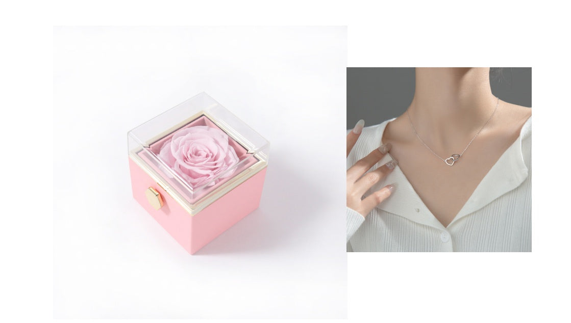Acrylic Rotating Rose Jewelry Box