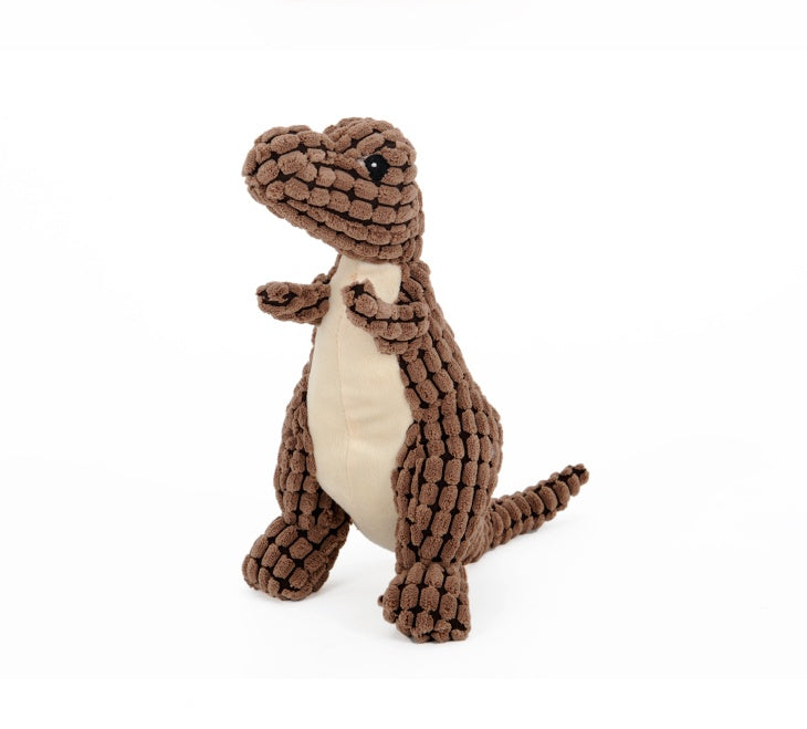 Plush Dinosaur Squeaky Dog Toy - Soft Stuffed Chew Toy for Small & Large Dogs