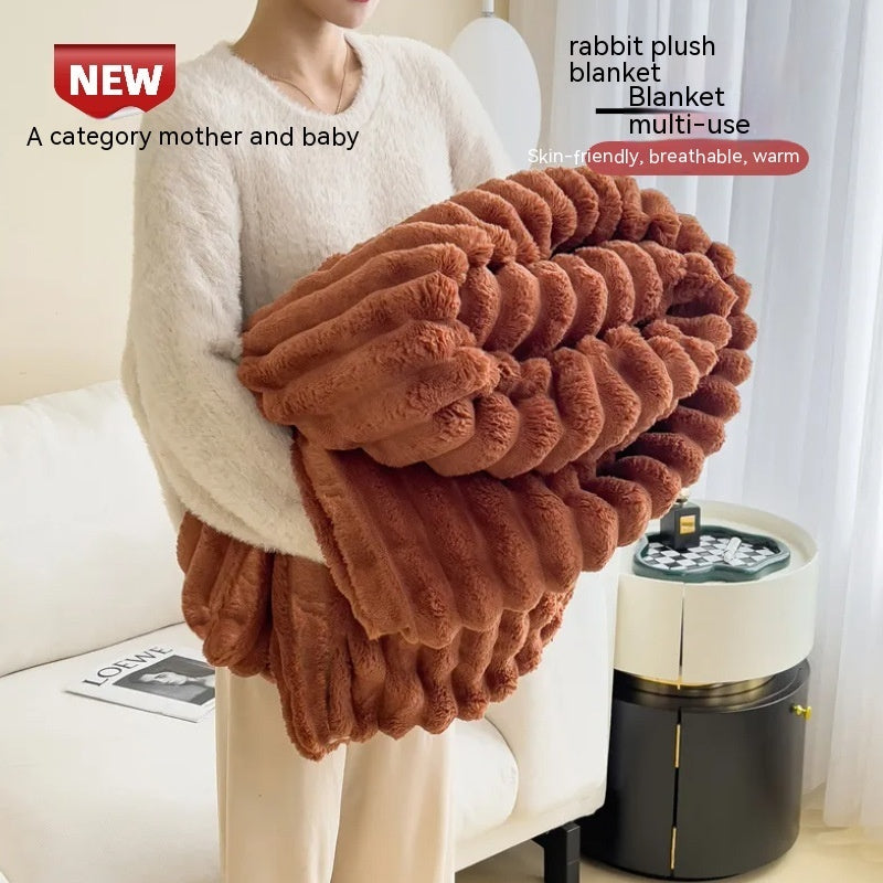 Soft Bubble Velvet Blanket - Warm Solid Color Throw