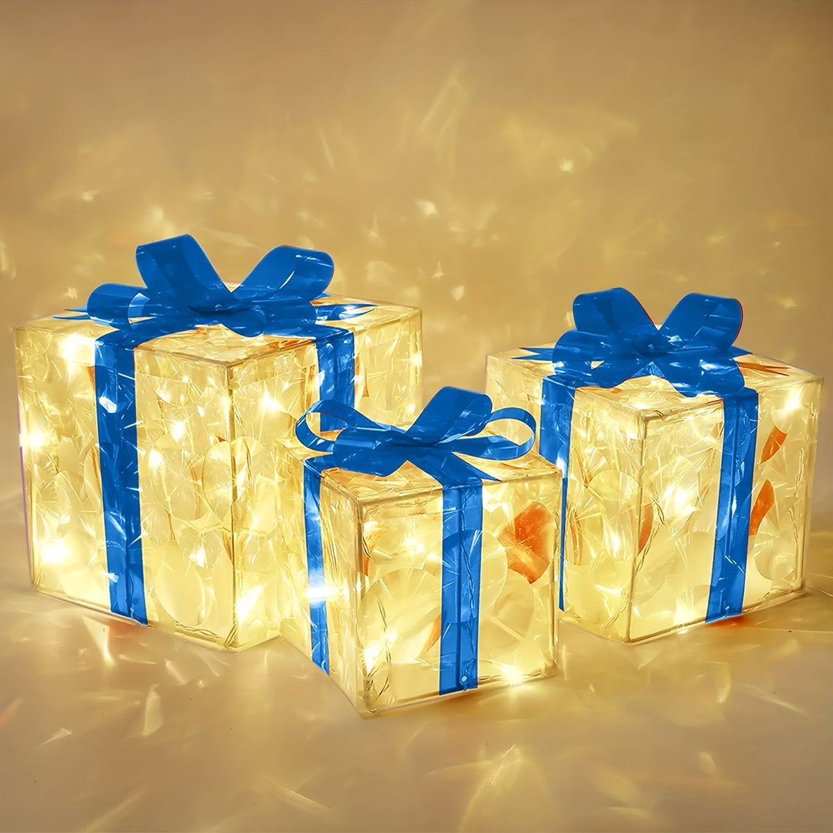 Christmas Gift Box 3-piece Folding Light Up Valentine | Xmas Holiday Decor