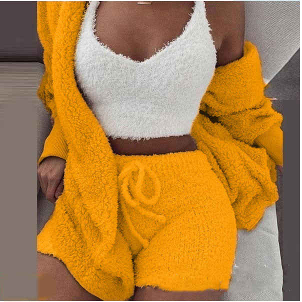 3 Pieces of Fashionable Ladies Plush Home Clothes