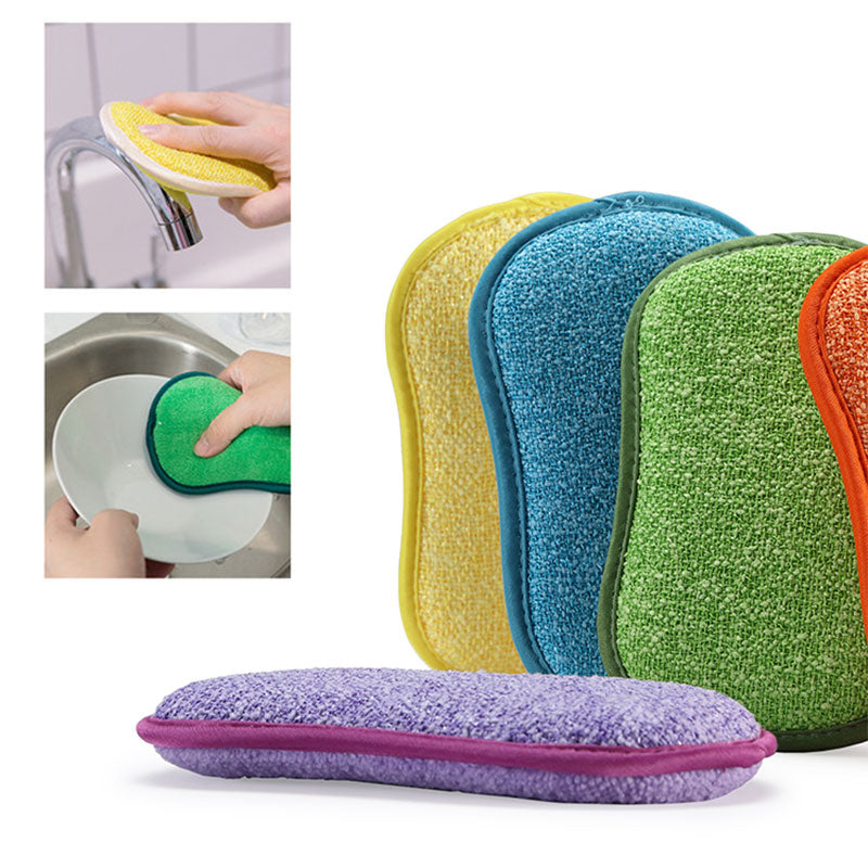 Double-sided Kitchen Cleaning Magic Sponge Microfiber Non-stick Parts