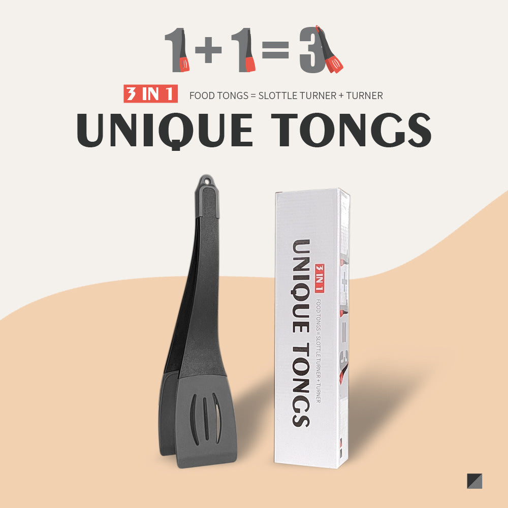 3-in-1 Silicone Frying Spatula Clip - Food Tongs