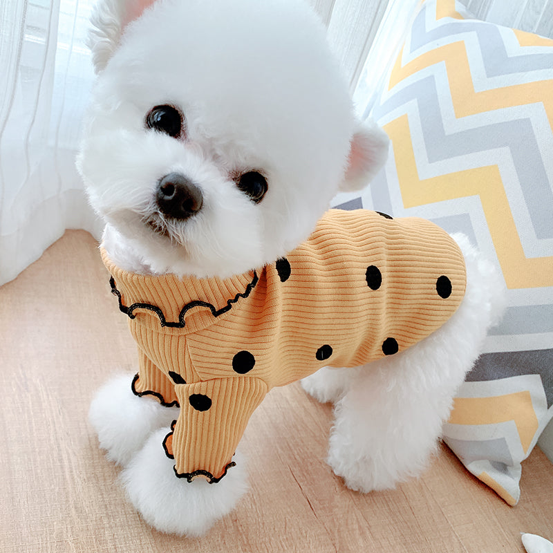 Polka Dot Turtleneck Dog Shirt - Soft Cotton Base Layer for Small Dogs