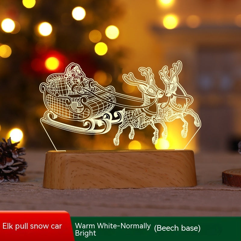 Christmas 3D Acrylic LED Night Light Lamp | Xmas Holiday Decor