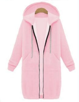 Hooded Long-Sleeved Winter Sweater Women's Jacket in a Long Thick