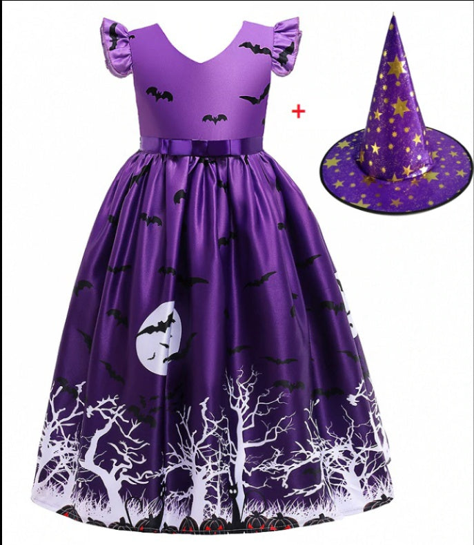 Halloween Princess Dress Printed Mesh