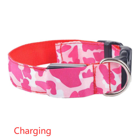 Camouflage LED Dog Collar - Light-Up Safety Collar, Battery or USB Charging