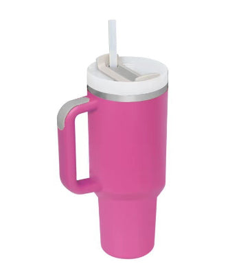 40oz Insulated Tumbler with Handle & Straw - Stainless Steel Leakproof Travel Mug