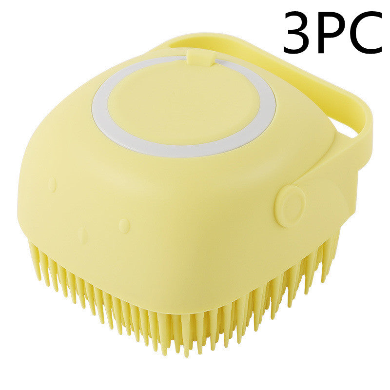 Silicone Dog Bath Brush with Shampoo Dispenser - Massage Grooming Scrubber