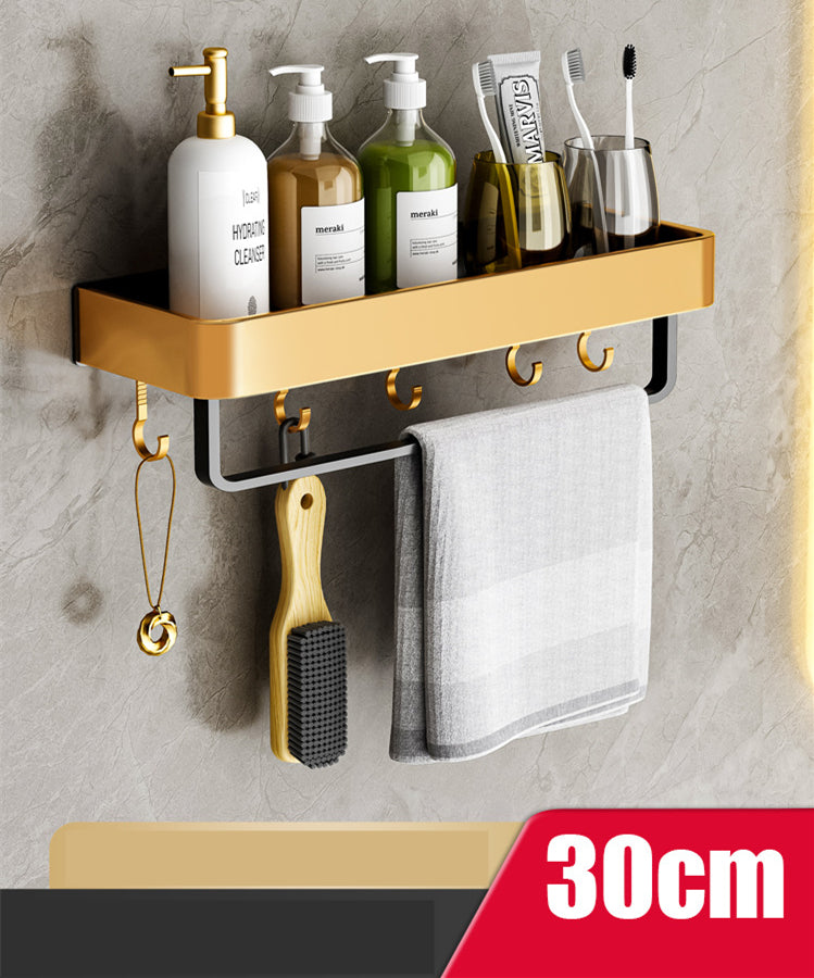 Punch-Free Bathroom Towel Storage Rack - Wall Towel Holder