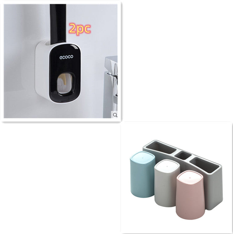 Wall-Mounted Toothbrush Holder and Toothpaste Dispenser