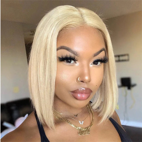 613 Blonde Bob Wig Short Straight Human Hair Wigs for Women
