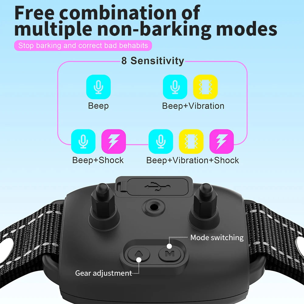Smart Anti-Bark Dog Collar - Rechargeable Bark Stopper with Digital Display, IP67