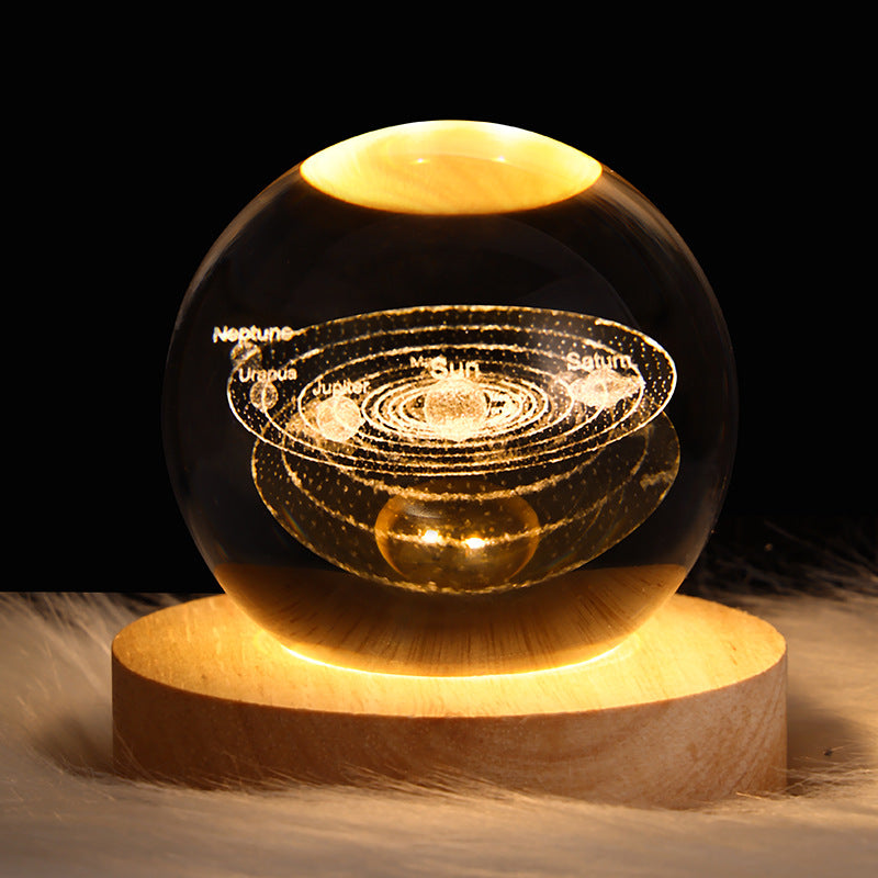Starry Sky Planet Moon Crystal Ball Night Light - Galaxy Decor Lamp