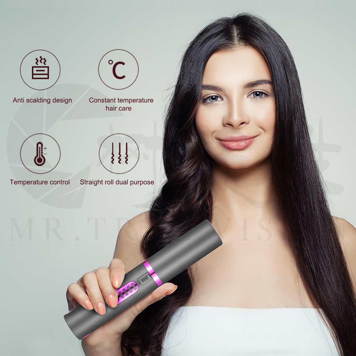 Mini Wireless Travel Hair Straightener - USB Rechargeable Ceramic Flat Iron