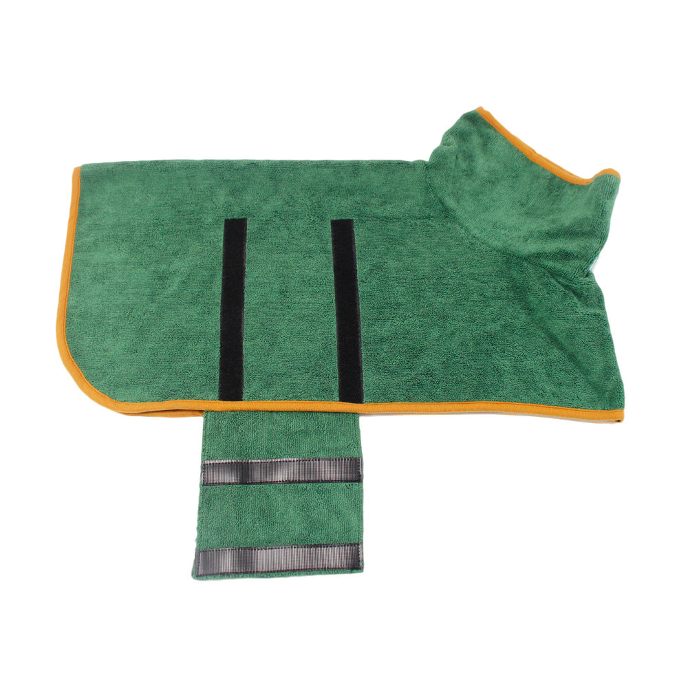 Absorbent Dog Bathrobe with Hood - Microfiber Waist-Wrap Drying Coat
