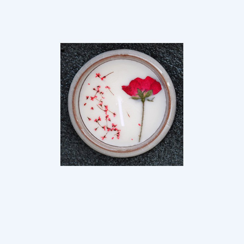 Ceramic Cup Scented Candle with Dried Flowers - Aromatherapy Gift