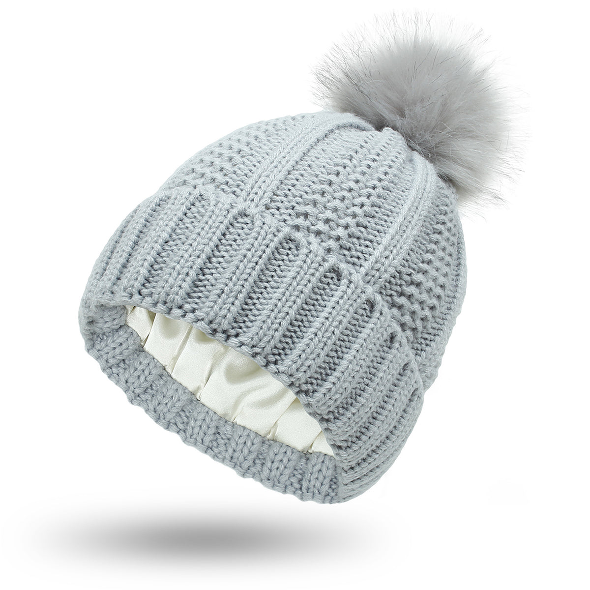 Winter Knitted Hats Fashion Stretchy Lined Skull for Women Faux Fur