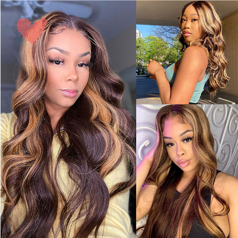 Women's Fashion Trade Wigs Long Curly Hair Chemical Fiber Rose Net