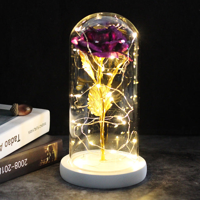 Little Prince Rose in Glass Dome - Eternal Flower LED Gift