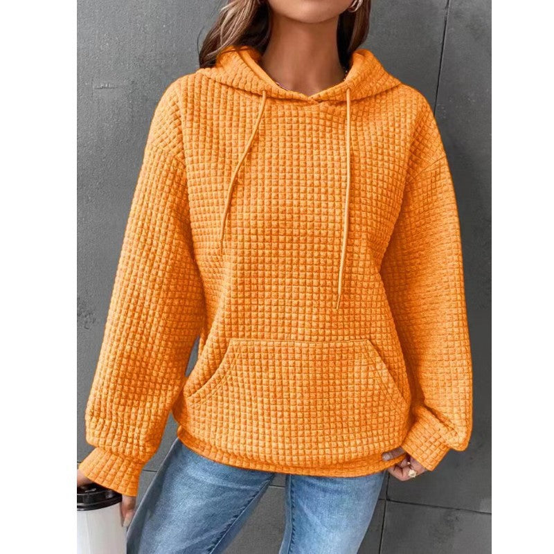 Fashion Waffle Hoodie Sweater Women's Sports Sweatshirt Casual Long