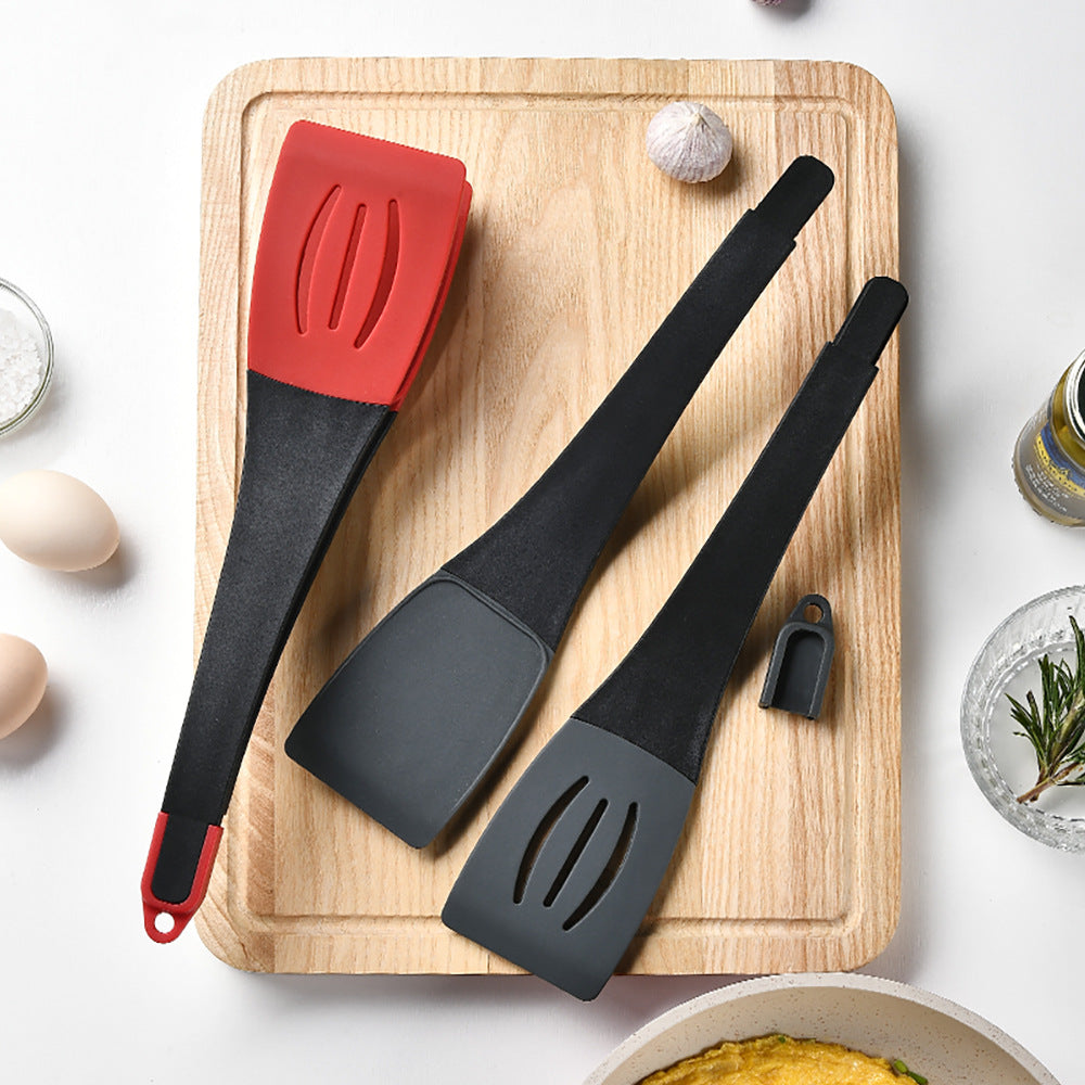 3-in-1 Silicone Frying Spatula Clip - Food Tongs