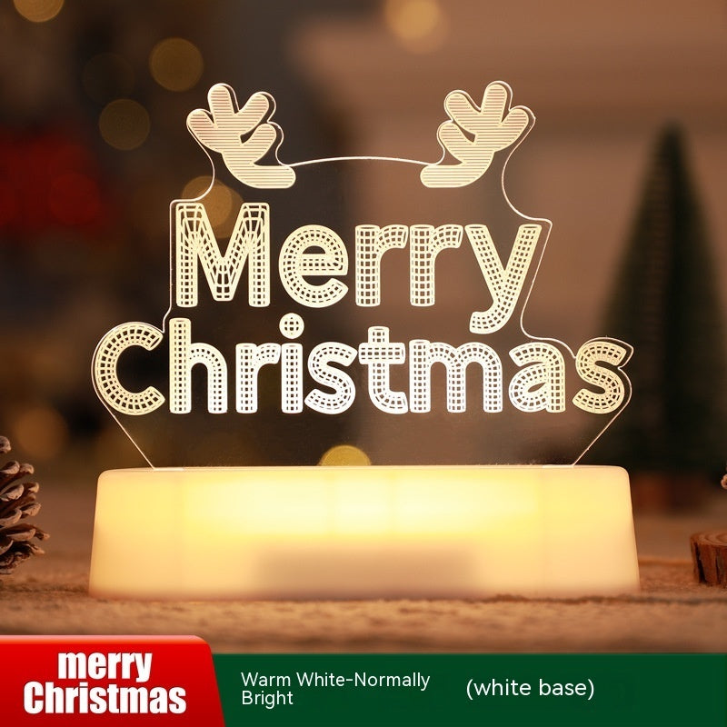 Christmas 3D Acrylic LED Night Light Lamp | Xmas Holiday Decor