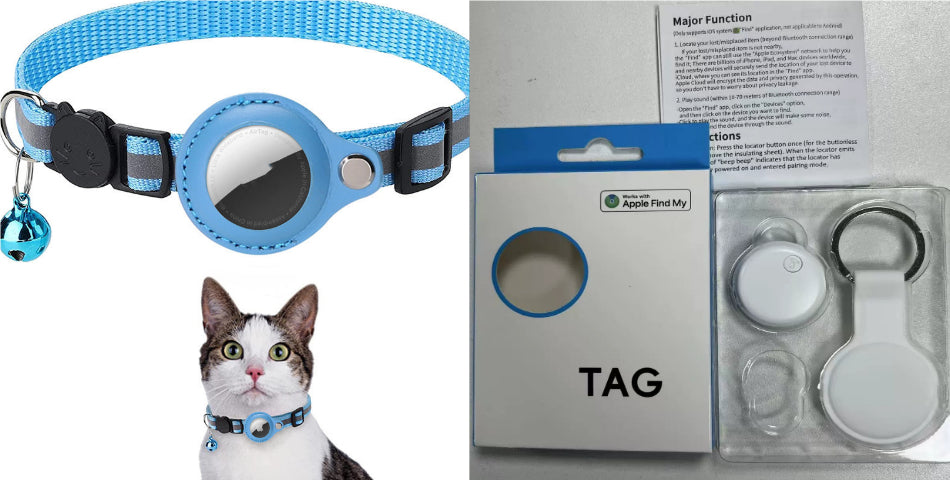 Reflective AirTag Dog Collar - Nylon Pet Collar with Waterproof AirTag Holder