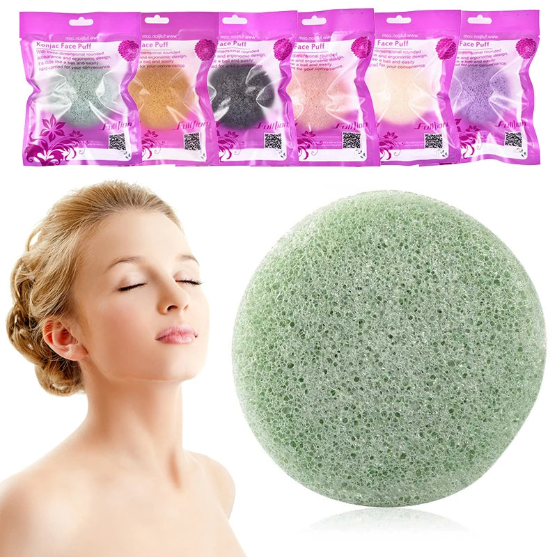Konjac Sponge for Washing Face Round Konnyaku Facial Cleansing
