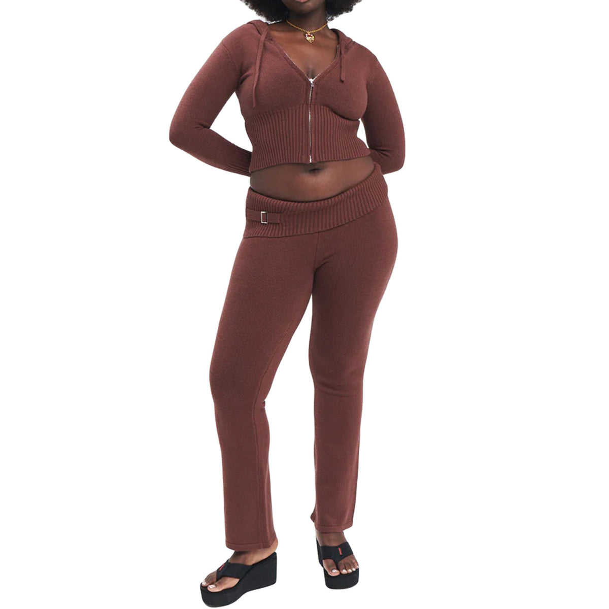 Hoodie Suit Sports Leisure Sexy Zip Long Sleeve Sweater and High