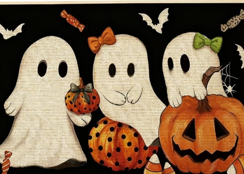 Halloween Doormat - Non-Slip Welcome Mat with Pumpkin & Ghost Designs