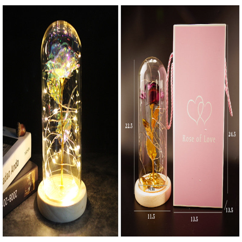 Little Prince Rose in Glass Dome - Eternal Flower LED Gift