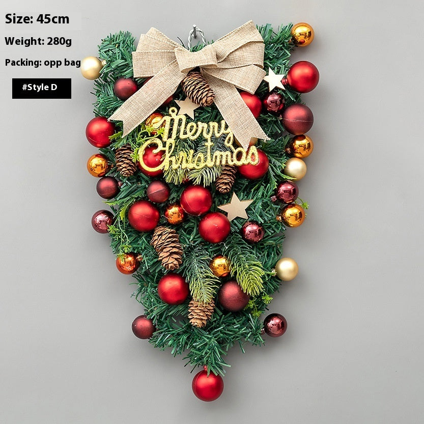 Christmas Decoration Upside Down Tree Horn Rattan Wreath | Xmas Holiday Decor