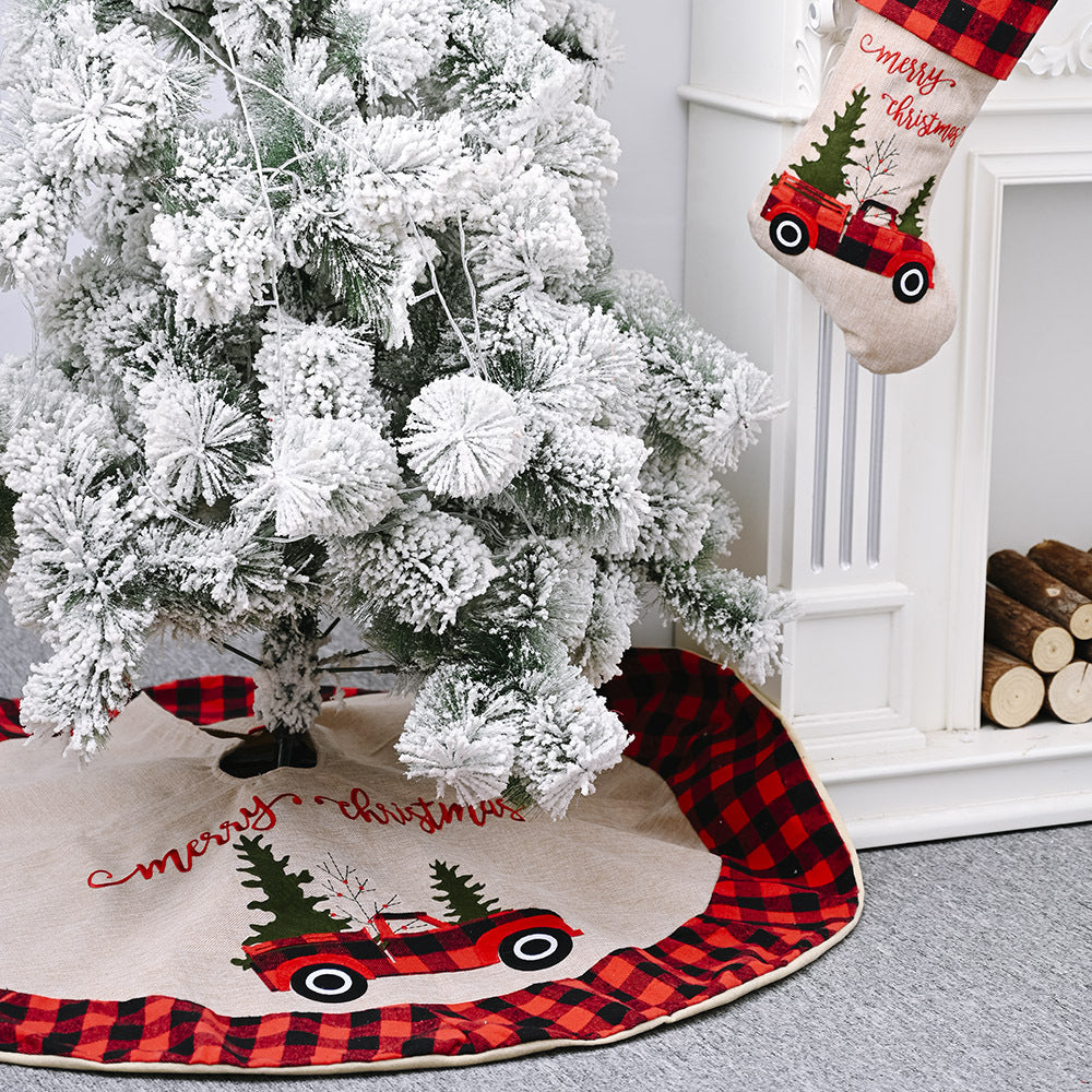 Christmas Linen Tree Skirt Car 120cm Decoration | Holiday Gift