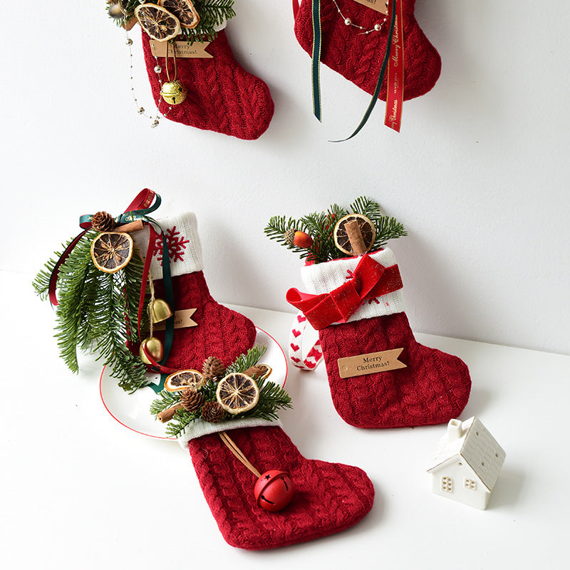 Christmas Decoration Knitted Stockings Scene Layout | Xmas Holiday Decor