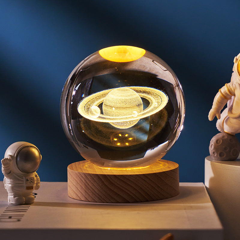 Starry Sky Planet Moon Crystal Ball Night Light - Galaxy Decor Lamp