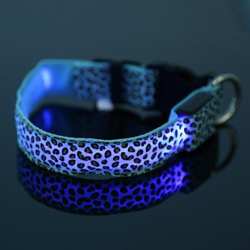 Leopard LED Dog Collar - Adjustable Light-Up Safety Collar, Battery or Rechargeable