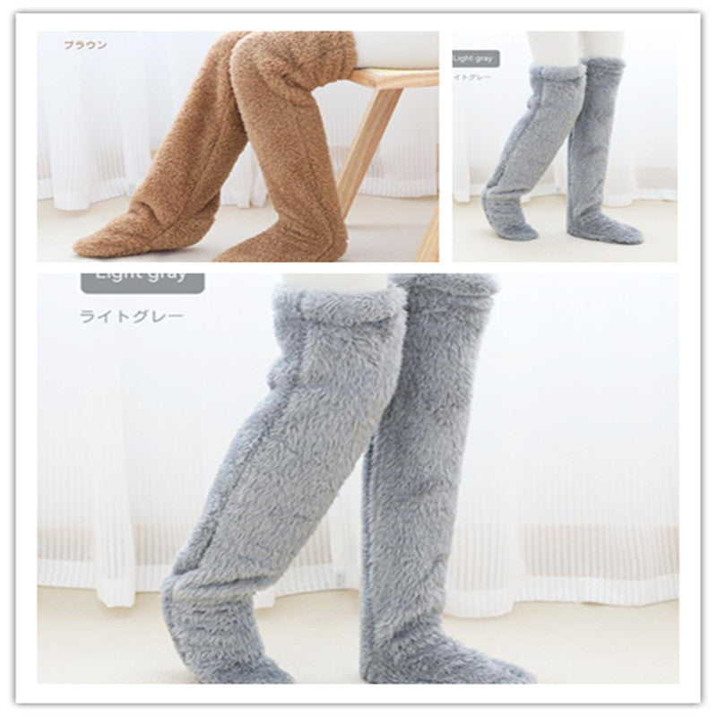 Over Knee High Fuzzy Long Socks Winter Warm Cold Leg Joint Cold-Proof