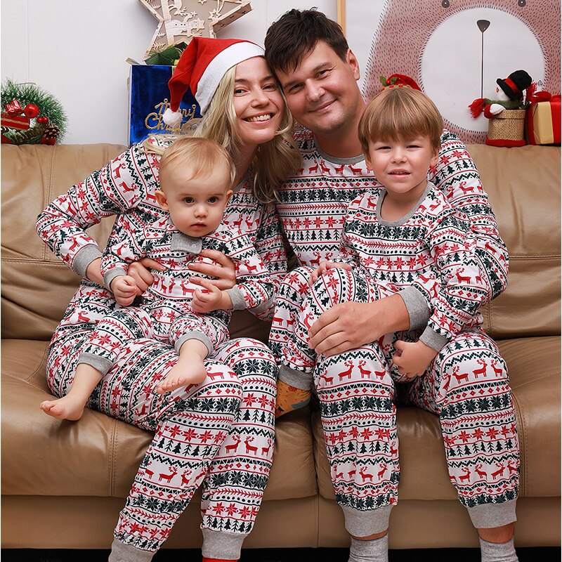 Christmas Pajamas Family Matching Year Father Mother Kids Baby Look