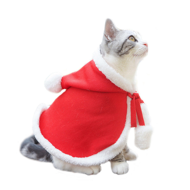 Christmas & Halloween Pet Cape Costume - Cute Cat and Dog Cloak, Hat & Headband