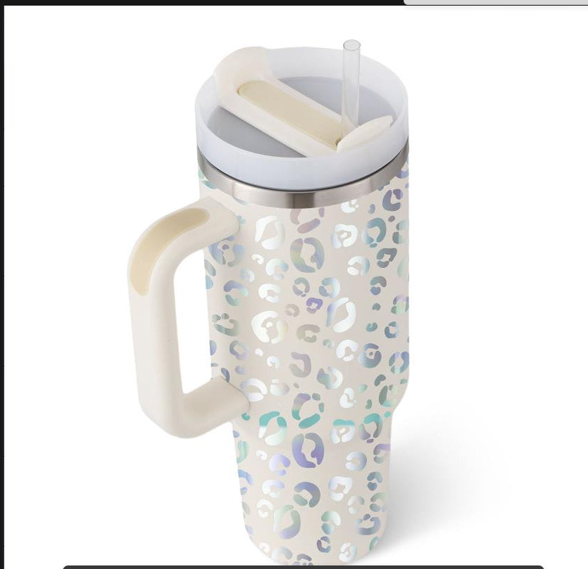 40oz Insulated Tumbler with Handle & Straw - Stainless Steel Leakproof Travel Mug