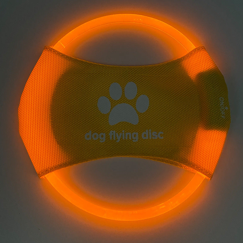LED Light-Up Dog Frisbee - USB Rechargeable Glowing Flying Disc for Night Play