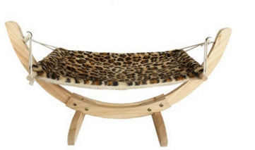 Wooden Cat Hammock Bed - Elevated Cat Lounger with Washable Fabric