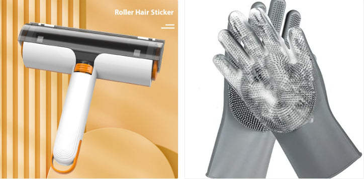 2-in-1 Reusable Pet Hair Remover Roller - Washable Lint Brush for Sofa & Clothes
